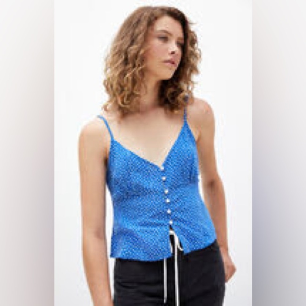 Pacsun NWOT Blue and White Flower Print Button Down Tank Top